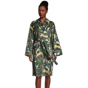 Cost Plus World Market Green Botanical & Animal Print Robe